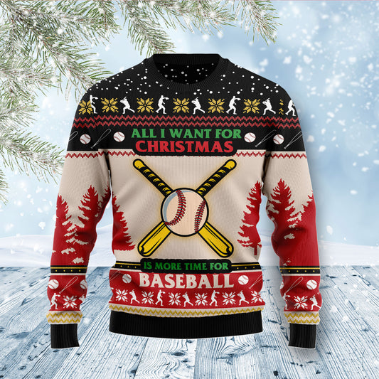 Time For Baseball D1311 Ugly Christmas Sweater