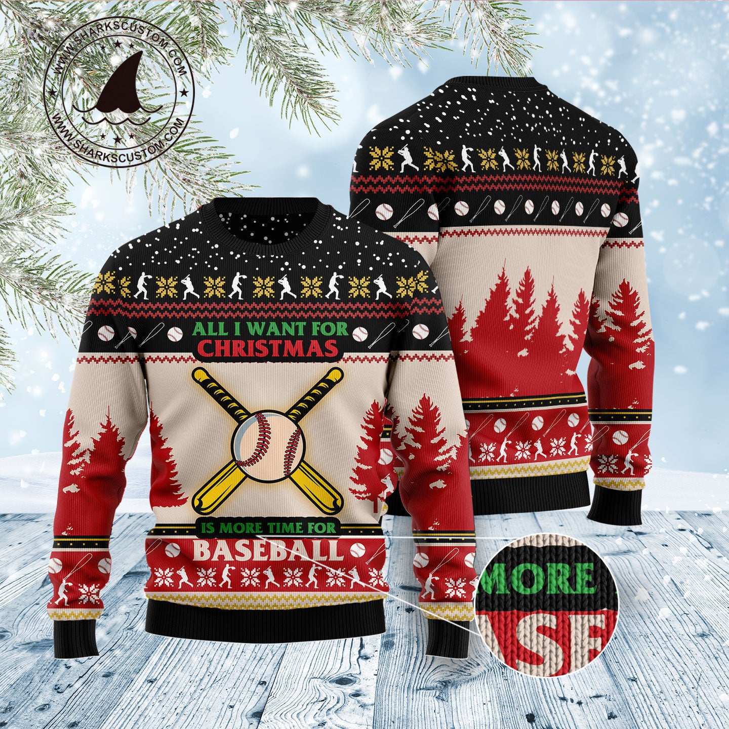 Time For Baseball D1311 Ugly Christmas Sweater