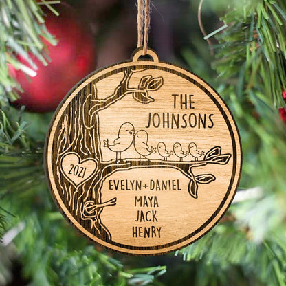 Custom Family Member Names Tree Trunk Love Personalizedwitch Personalized Layered Wood Christmas Ornament