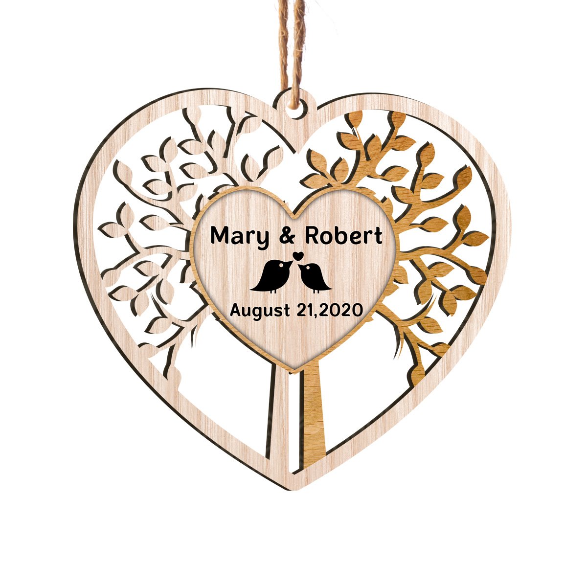 Tree of Love Anniversary Personalizedwitch Personalized Printed Christmas Wood Ornament