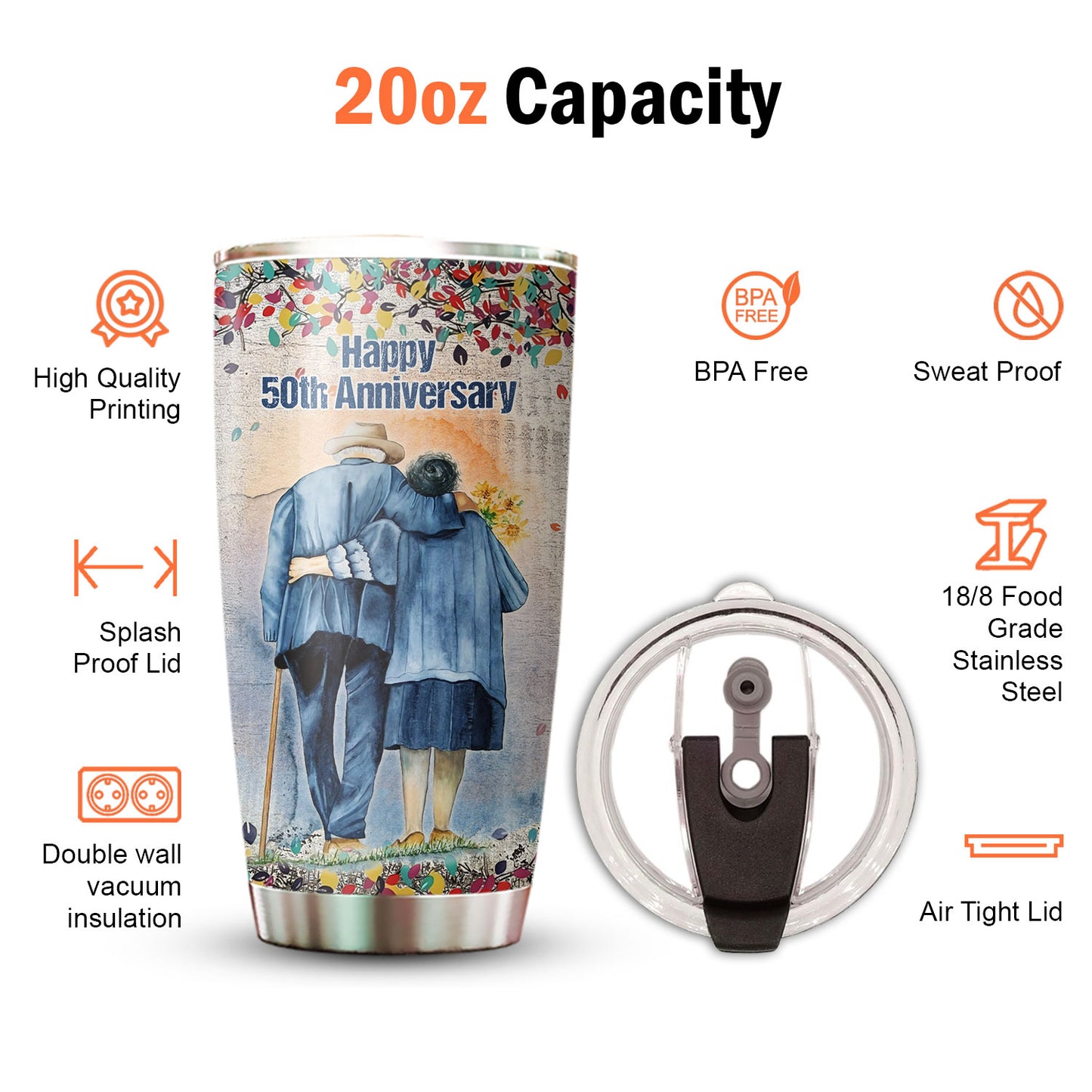 50 Years Of Marriage Tree Colorful 20Oz Tumbler