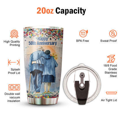 50 Years Of Marriage Tree Colorful 20Oz Tumbler