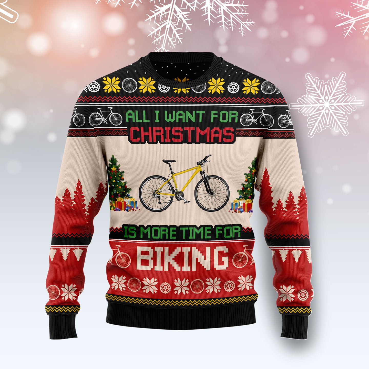 All I Want For Christmas Is More Time For Biking G5124 Ugly Christmas Sweater