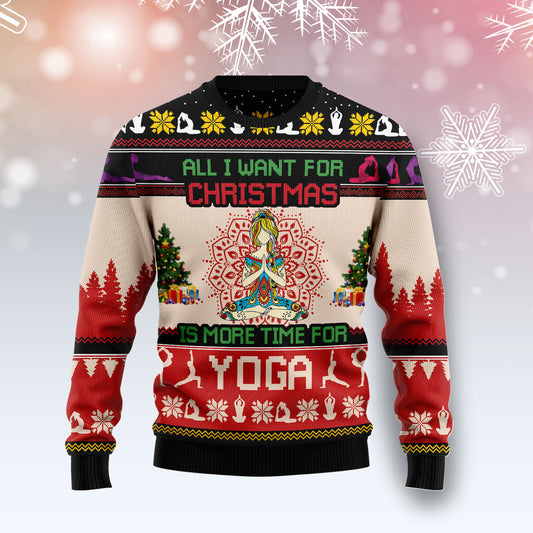 All I Want For Christmas Is More Time For Yoga G5124 Ugly Christmas Sweater