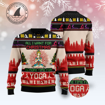 All I Want For Christmas Is More Time For Yoga G5124 Ugly Christmas Sweater