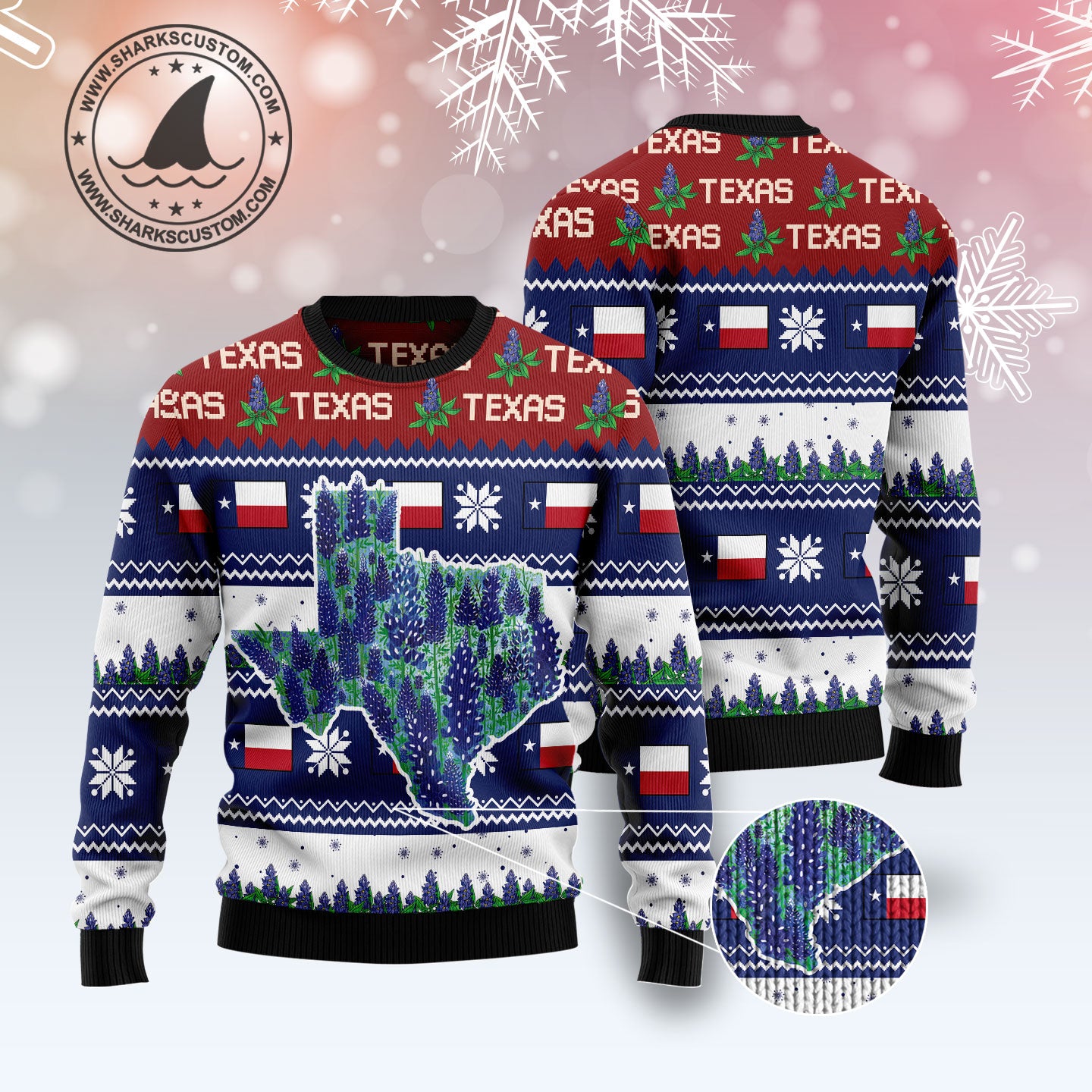 Awesome Texas Bluebonnet G5127 Ugly Christmas Sweater