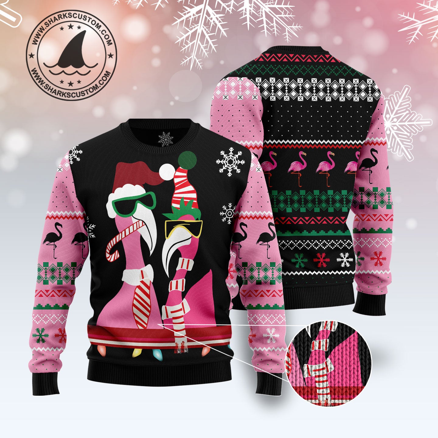 Candy Cane Flamingo G5127 Ugly Christmas Sweater