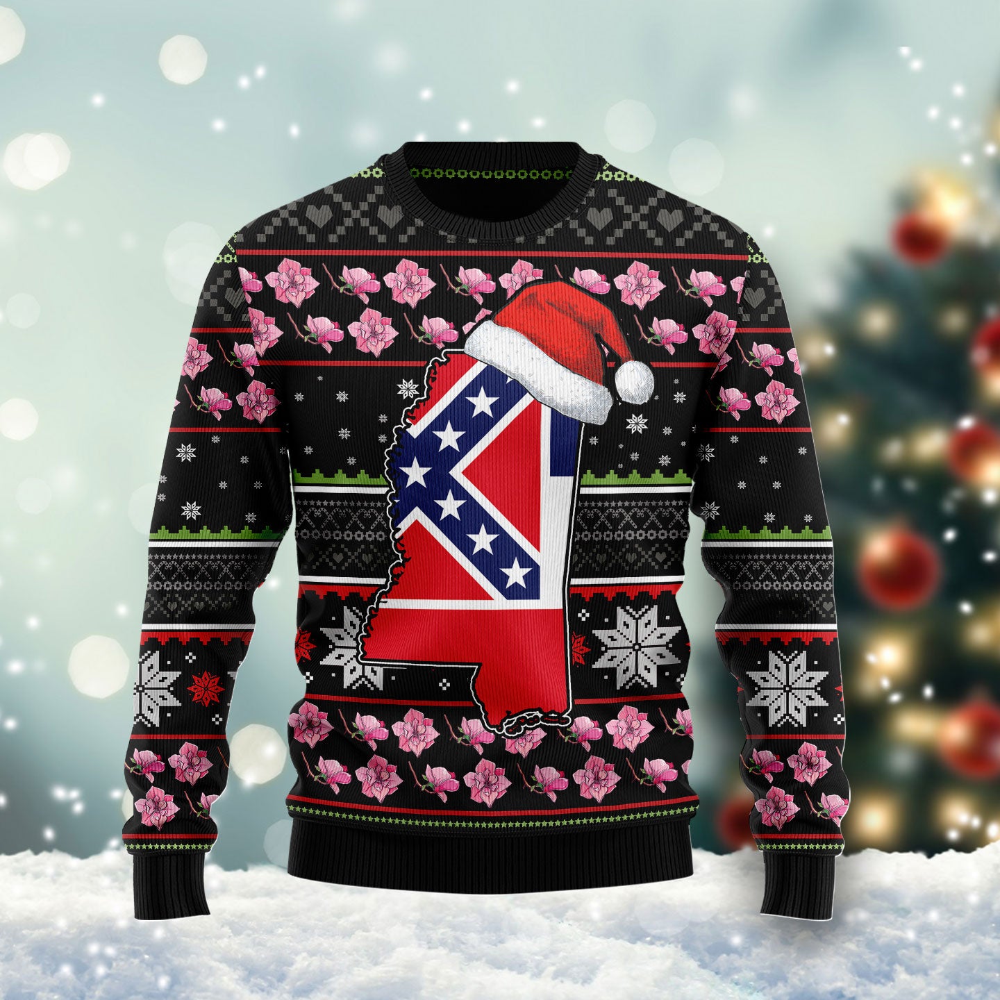 Mississippi Magnolia G51130 unisex womens & mens, couples matching, friends, funny family ugly christmas holiday sweater gifts (plus size available)
