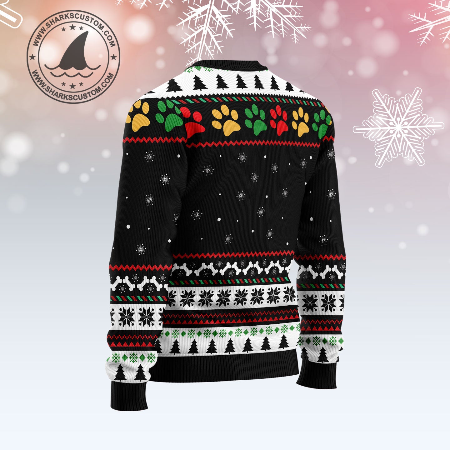 Dog Paws Xmas G5124 unisex womens & mens, couples matching, friends, dog lover, funny family ugly christmas holiday sweater gifts (plus size available)