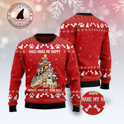 Dogs Make Me Happy G51026 Ugly Christmas Sweater