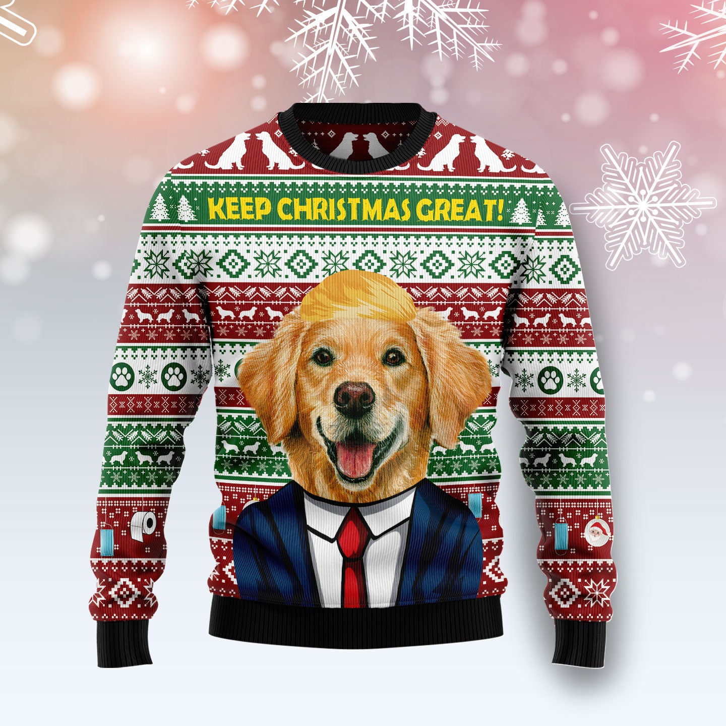 Golden Retriever Keep Christmas Great G51126 Ugly Christmas Sweater