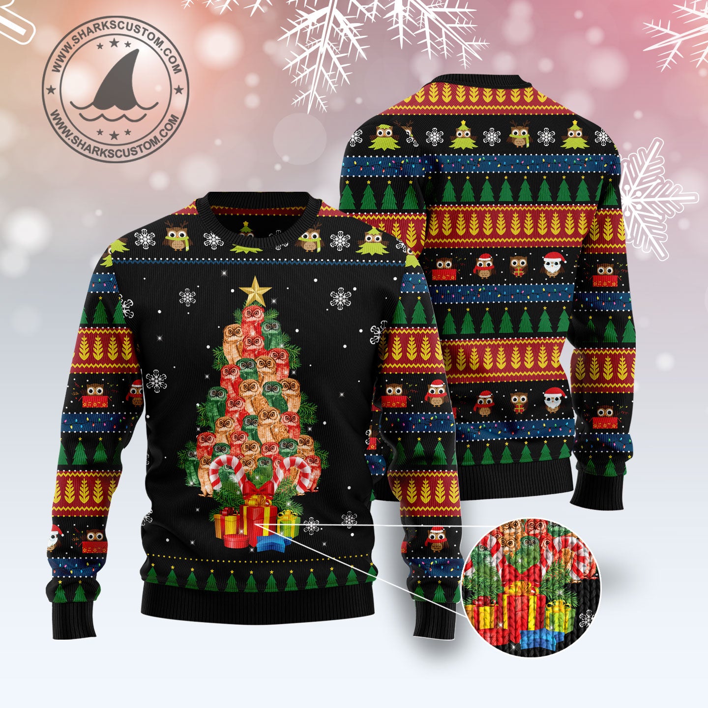 Hoot Hoot Owl Noel Tree G51127 unisex womens & mens, couples matching, friends, owl lover, funny family ugly christmas holiday sweater gifts (plus size available)