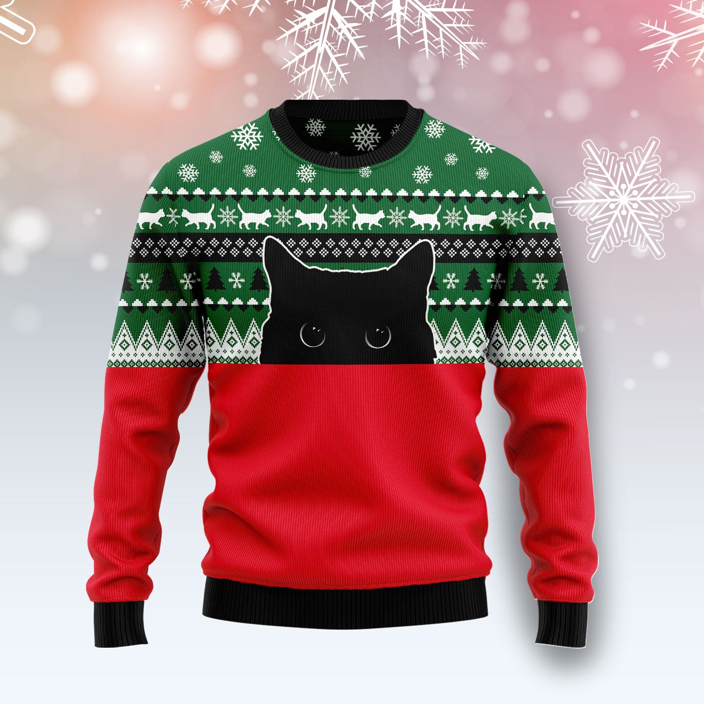 Meow Meow Black Cat G51124 Ugly Christmas Sweater unisex womens & mens, couples matching, friends, cat lover, funny family sweater gifts (plus size available)