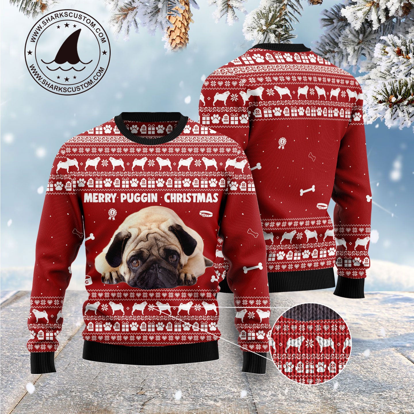 Merry Puggin Christmas G5112 Ugly Christmas Sweater