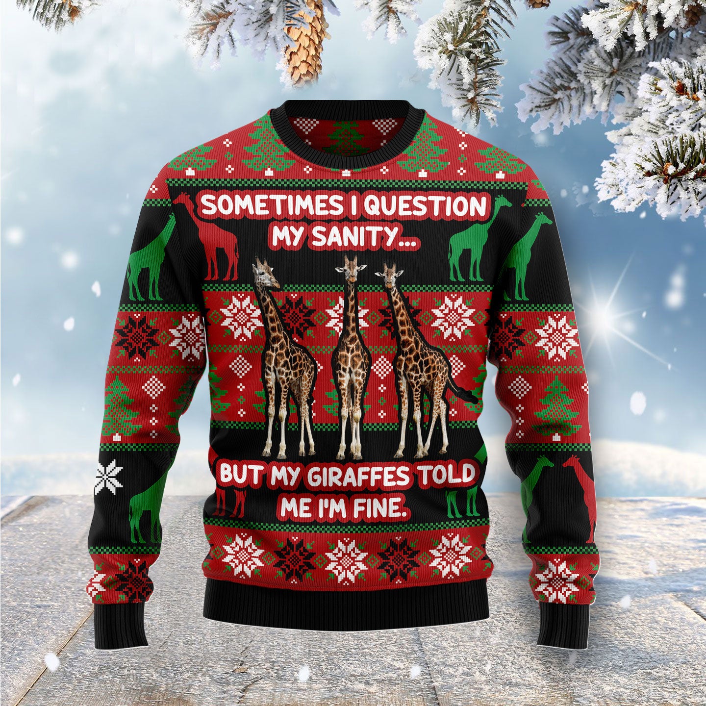 My Sanity Question Giraffe G51030 Ugly Christmas Sweater