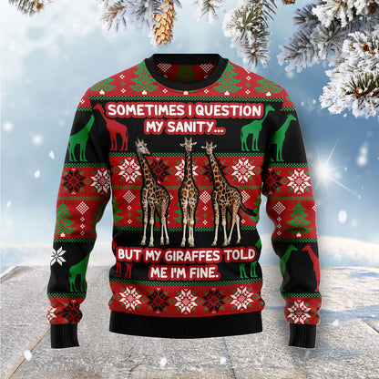 My Sanity Question Giraffe G51030 Ugly Christmas Sweater