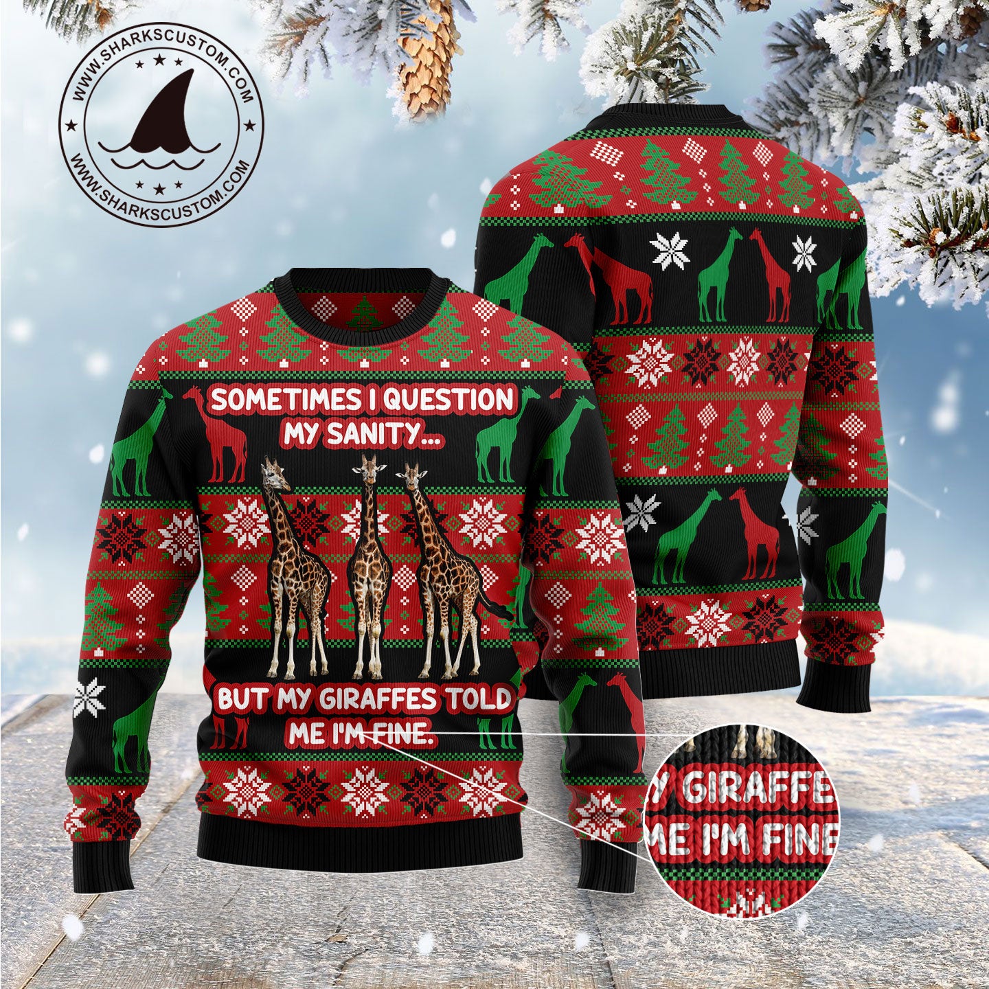 My Sanity Question Giraffe G51030 Ugly Christmas Sweater