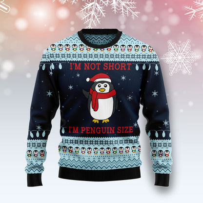 Not Short Penguin Size G5122 unisex womens & mens, couples matching, friends, penguin lover, funny family ugly christmas holiday sweater gifts (plus size available)