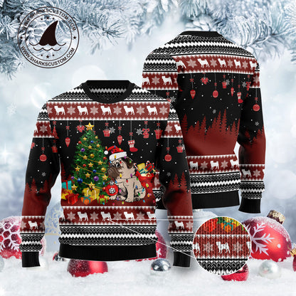 Pug Merry Christmas G51130 unisex womens & mens, couples matching, friends, pug lover, dog lover, funny family ugly christmas holiday sweater gifts (plus size available)