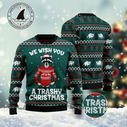 Raccoon A Trashy Christmas G51126 unisex womens & mens, couples matching, friends, raccoon lover, funny family ugly christmas holiday sweater gifts (plus size available)