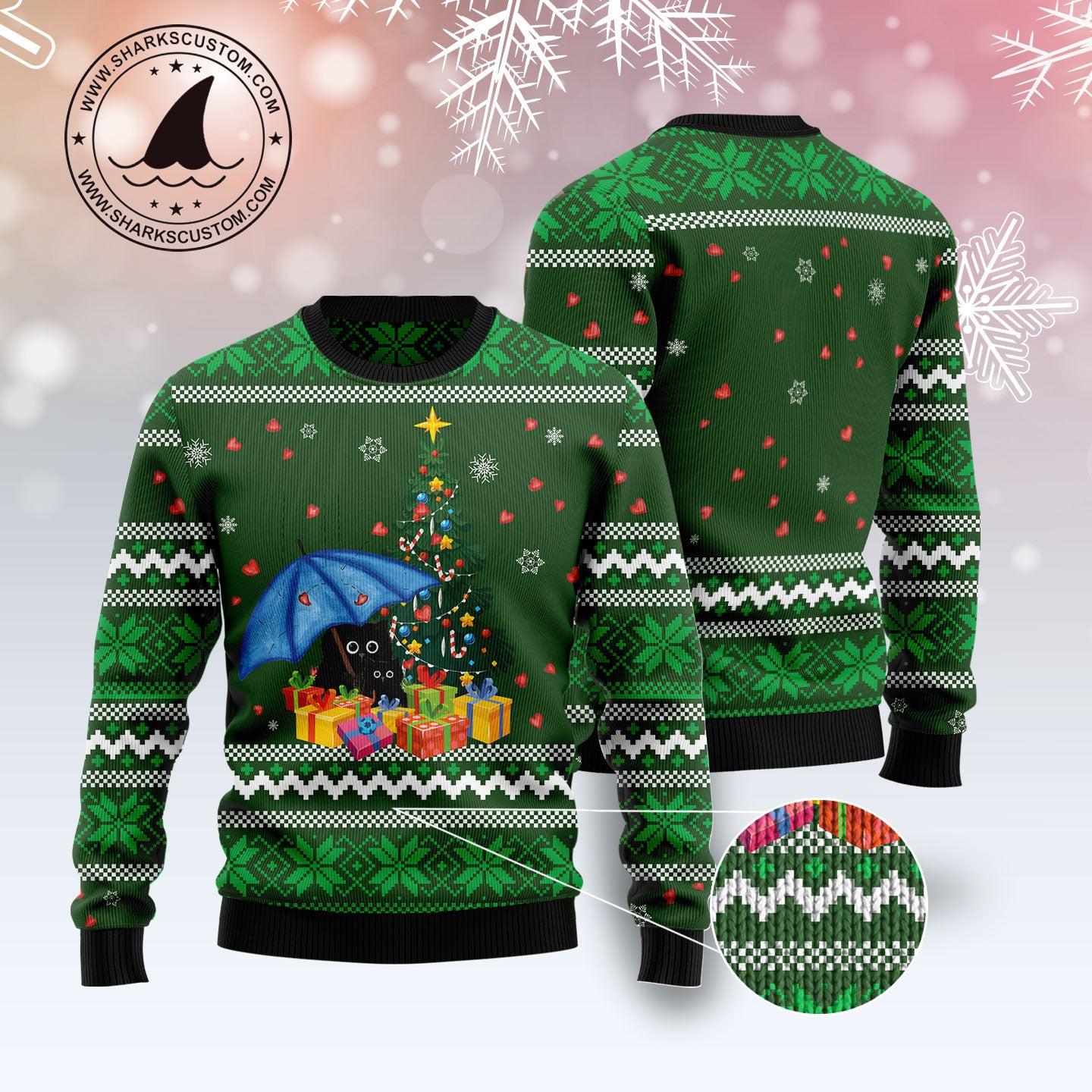 Rain With Love Black Cat G51021 Ugly Christmas Sweater