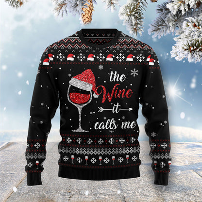 Red Wine It Calls Me G51110 Ugly Christmas Sweater