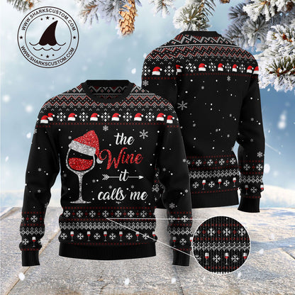 Red Wine It Calls Me G51110 Ugly Christmas Sweater