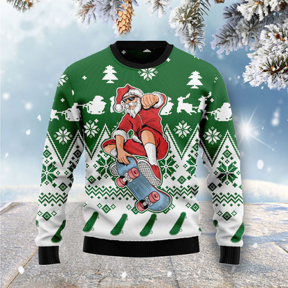 Santa Claus Skateboarding G51021 Ugly Christmas Sweater