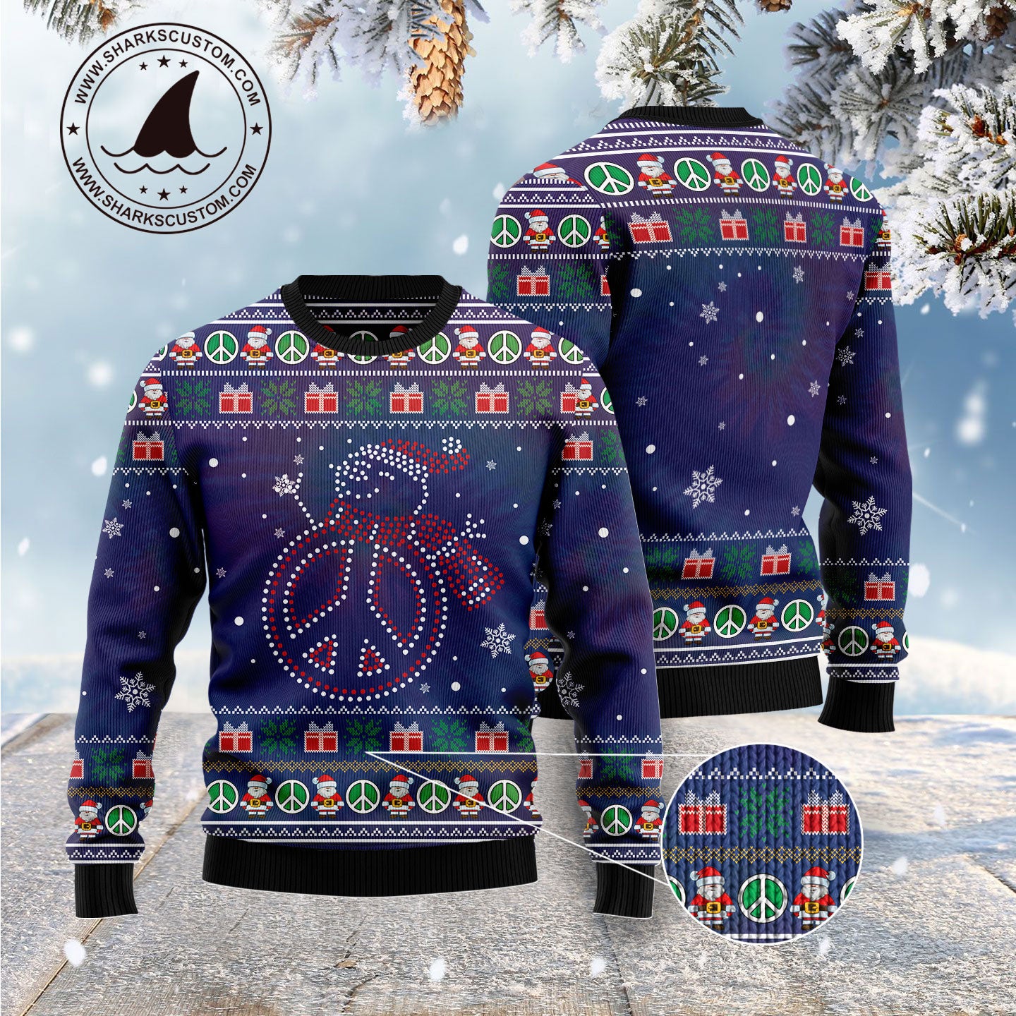 Snowman Peace Sign Tie Dye G51125 unisex womens & mens, couples matching, friends, funny family ugly christmas holiday sweater gifts (plus size available)