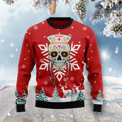 Sugar Skull Nurse G5115 Ugly Christmas Sweater