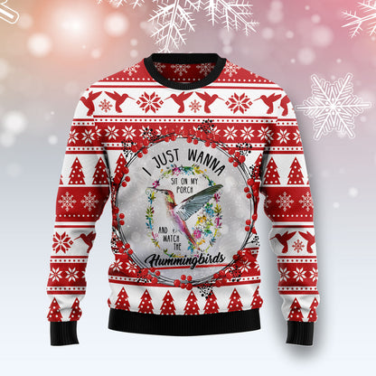 Watch Hummingbirds G51130 unisex womens & mens, couples matching, friends, hummingbird lover, funny family ugly christmas holiday sweater gifts (plus size available)