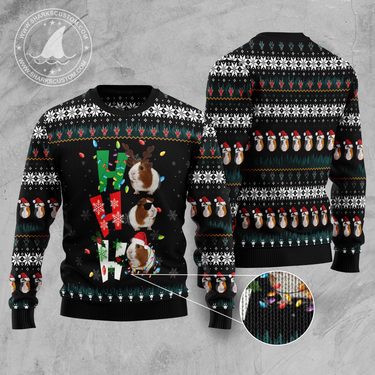 Hohoho Guinea Pig TG5127 unisex womens & mens, couples matching, friends, guinea pig lover, funny family ugly christmas holiday sweater gifts (plus size available)