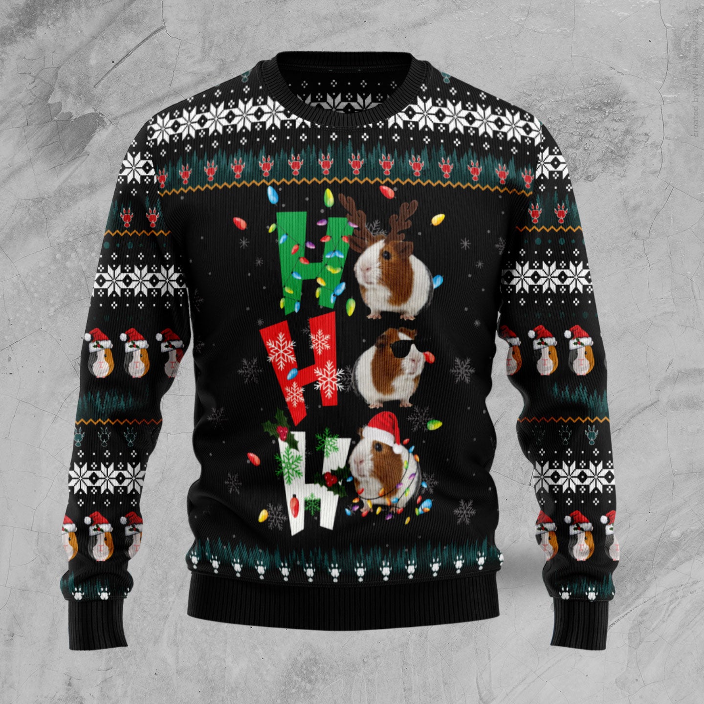 Hohoho Guinea Pig TG5127 unisex womens & mens, couples matching, friends, guinea pig lover, funny family ugly christmas holiday sweater gifts (plus size available)