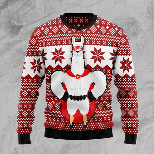 Llama Superhero TG51127 unisex womens & mens, couples matching, friends, llama lover, funny family ugly christmas holiday sweater gifts (plus size available)