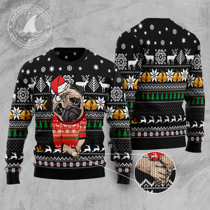 Lovely Pug TG5129 - Ugly Christmas Sweater unisex womens & mens, couples matching, friends, dog lover, funny family sweater gifts (plus size available)