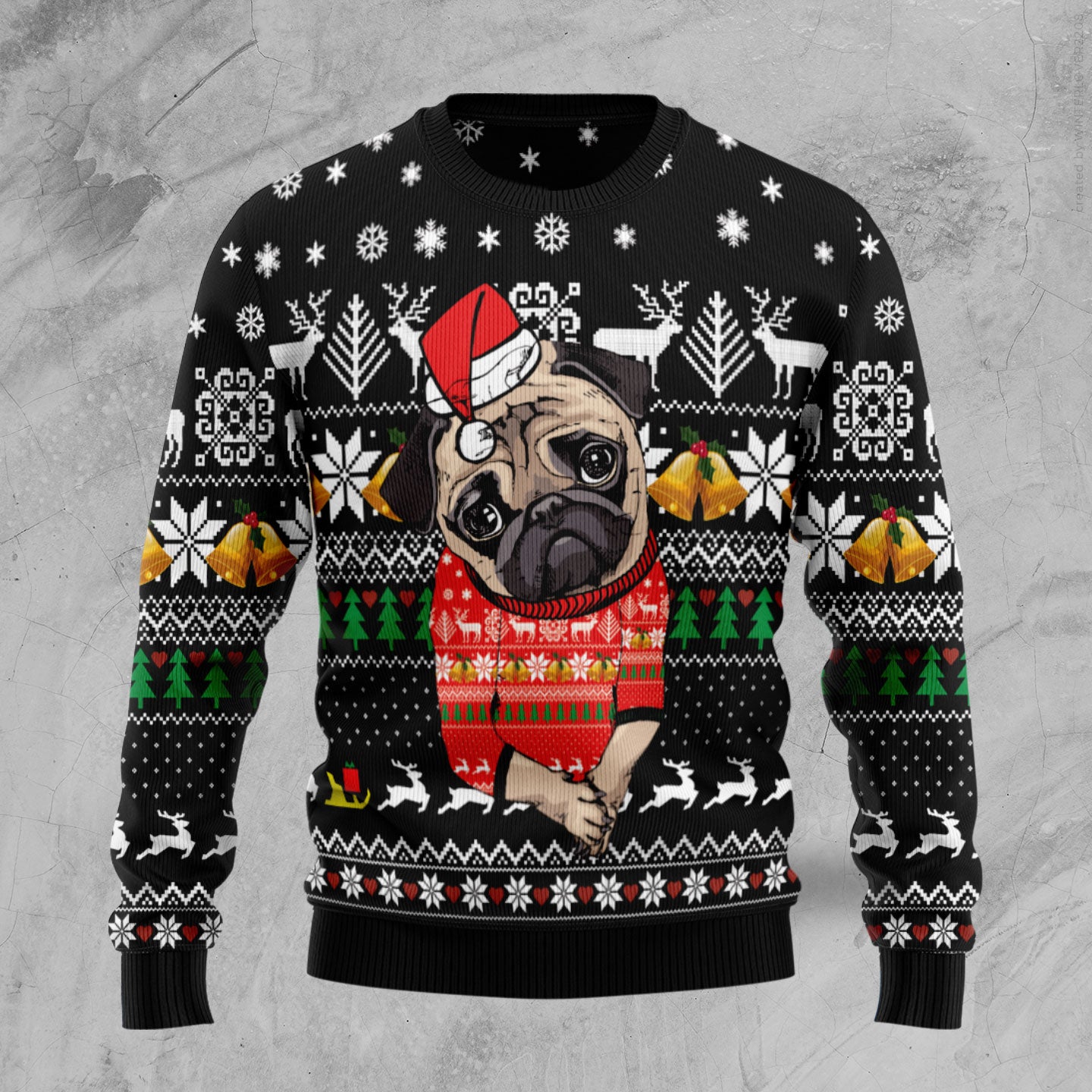 Lovely Pug TG5129 - Ugly Christmas Sweater unisex womens & mens, couples matching, friends, dog lover, funny family sweater gifts (plus size available)