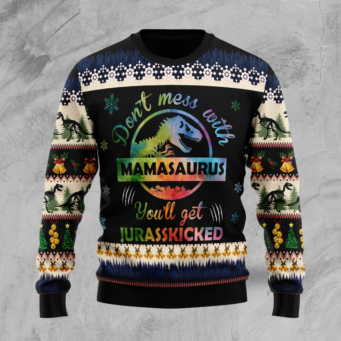 Mamasaurus TG51127 unisex womens & mens, couples matching, friends, t-rex lover, funny family ugly christmas holiday sweater gifts (plus size available)