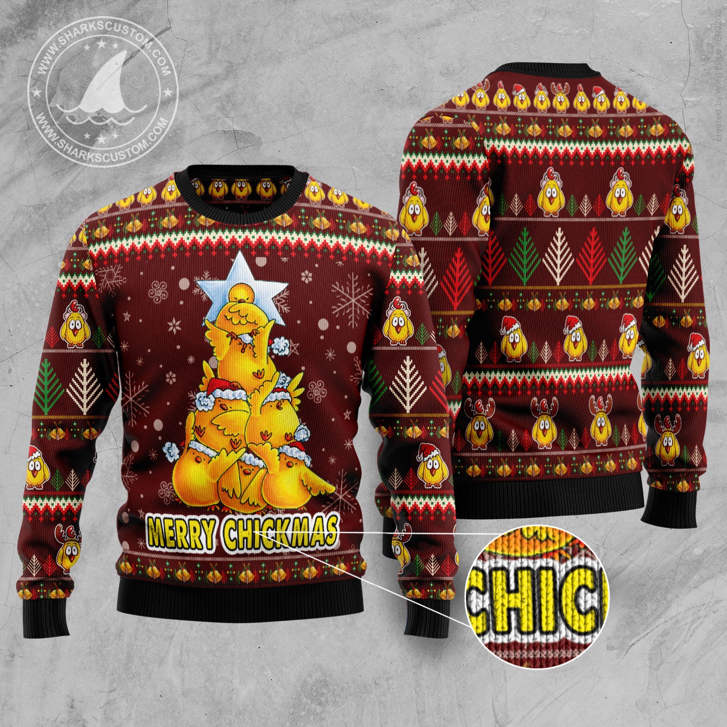 Merry Chickmas TG5129 - Ugly Christmas Sweater unisex womens & mens, couples matching, friends, chicken lover, funny family sweater gifts (plus size available)