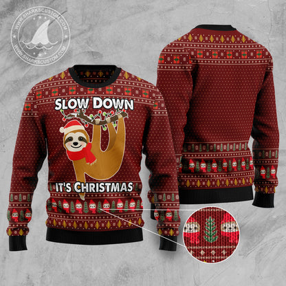 Sloth Slow Down TG51127 unisex womens & mens, couples matching, friends, sloth lover, funny family ugly christmas holiday sweater gifts (plus size available)