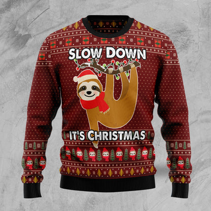 Sloth Slow Down TG51127 unisex womens & mens, couples matching, friends, sloth lover, funny family ugly christmas holiday sweater gifts (plus size available)