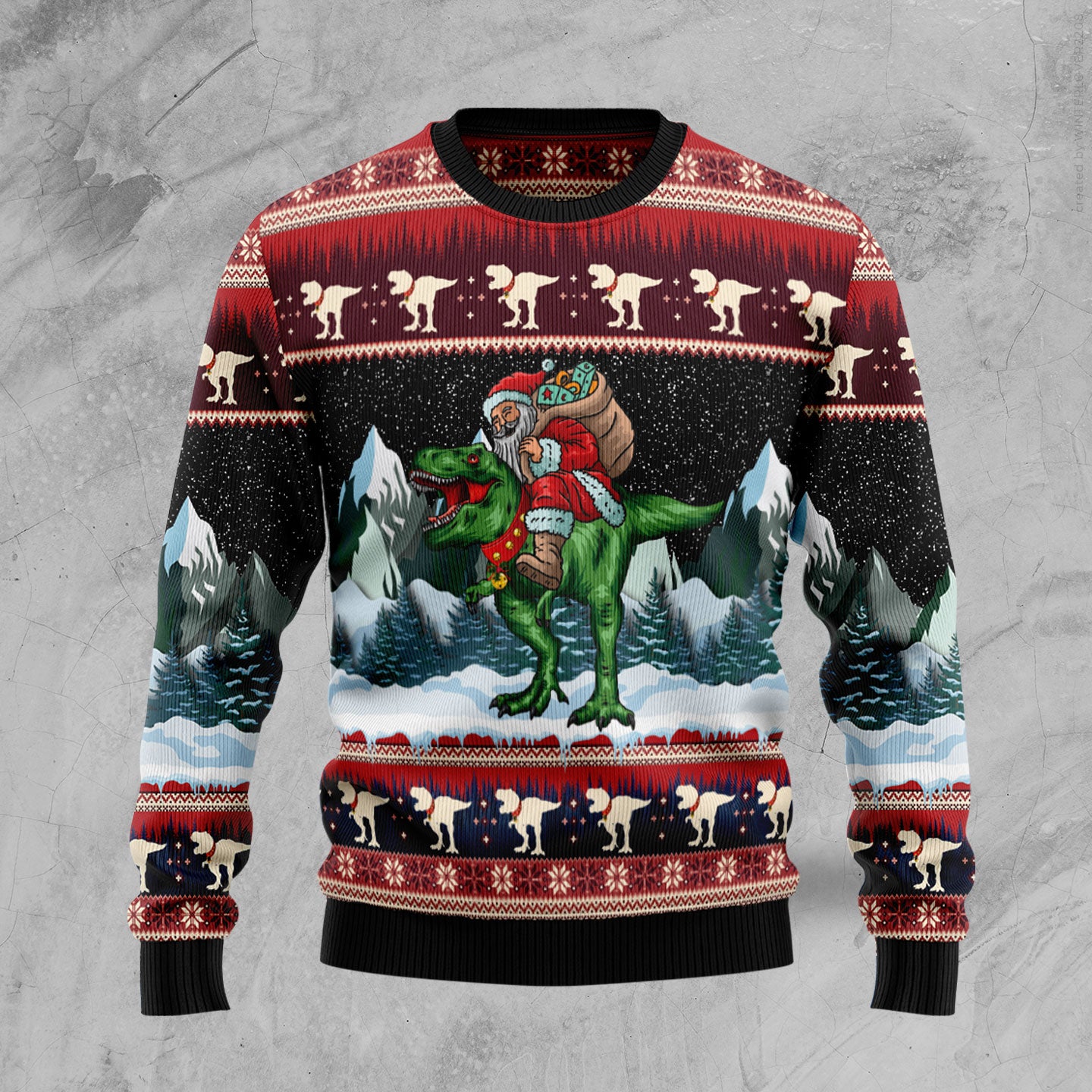 T-rex Santa Claus Ugly Christmas Sweater