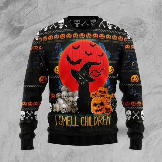 Black Cat Smells Children TY1210 Halloween Sweater