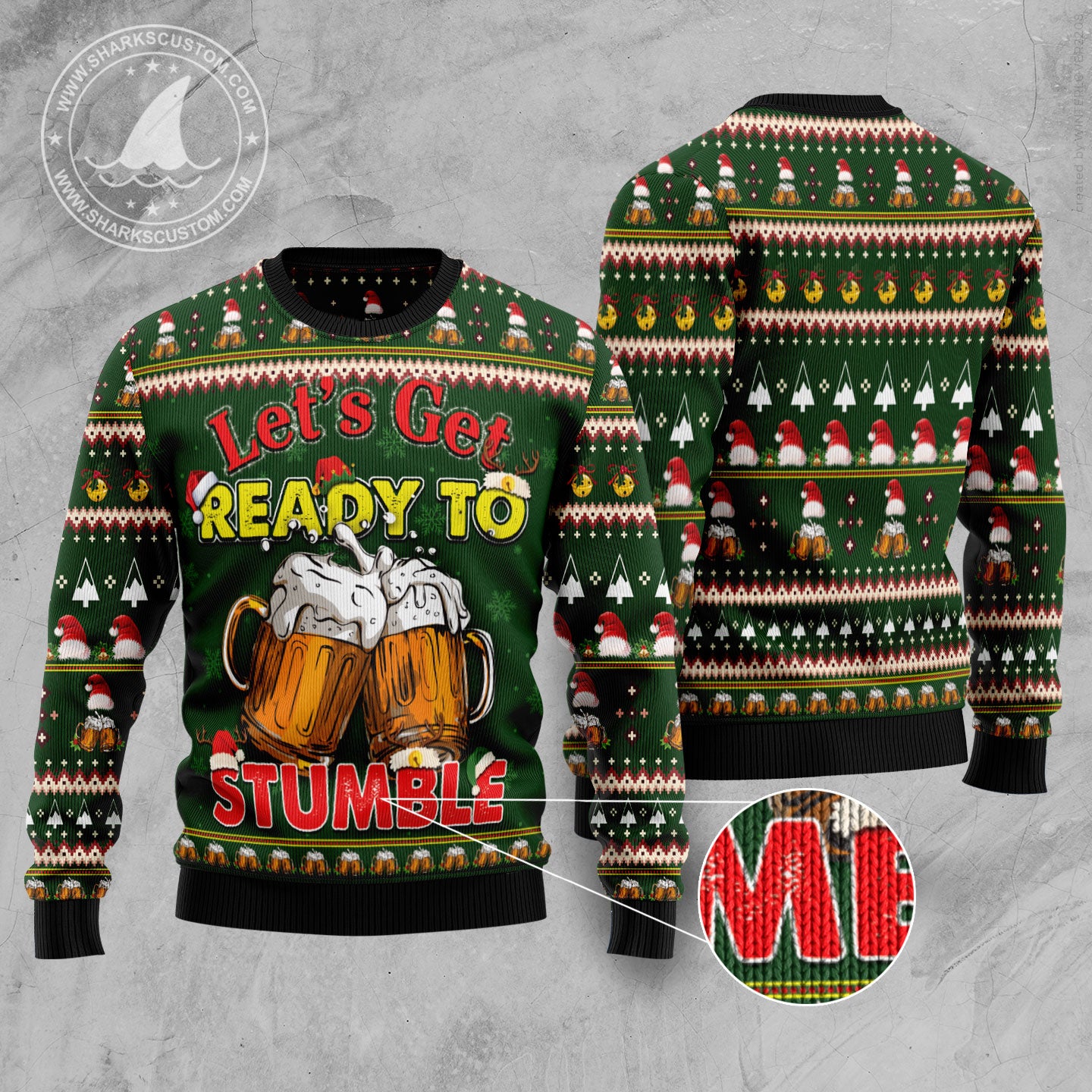 Let‘s Get Ready To Stumble Beer TG5124 unisex womens & mens, couples matching, friends, beer lover, funny family ugly christmas holiday sweater gifts (plus size available)