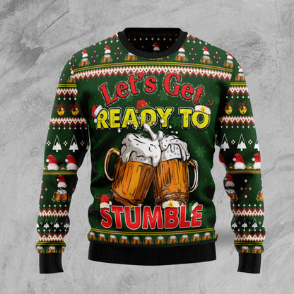 Let‘s Get Ready To Stumble Beer TG5124 unisex womens & mens, couples matching, friends, beer lover, funny family ugly christmas holiday sweater gifts (plus size available)