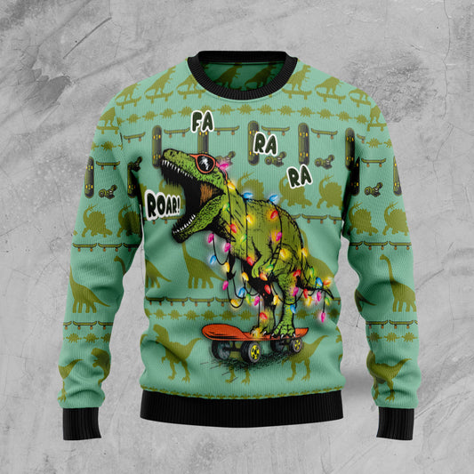 Skateboard Dinosaur TY1210 Ugly Christmas Sweater