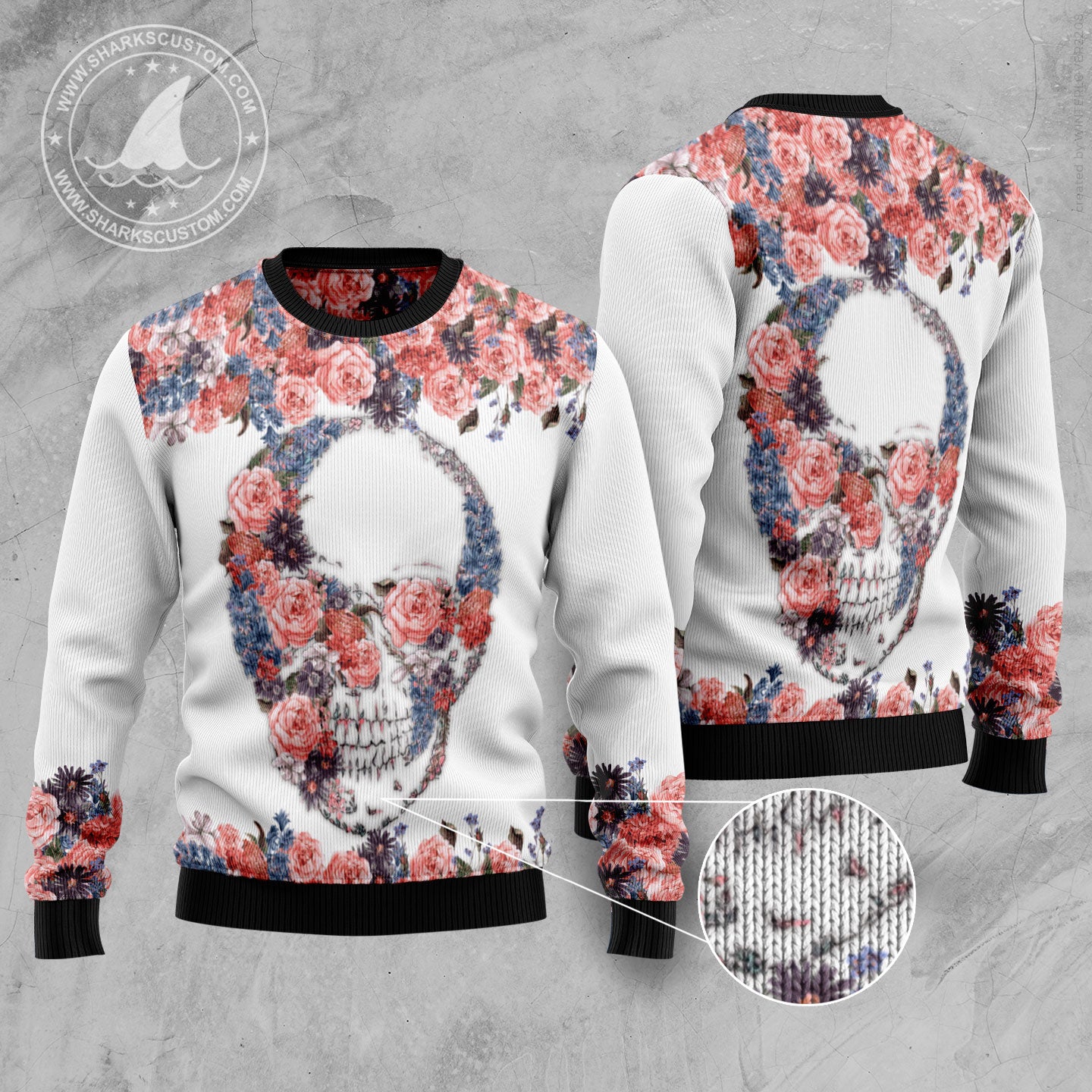 Skull Flowers TY1111 Ugly Christmas Sweater