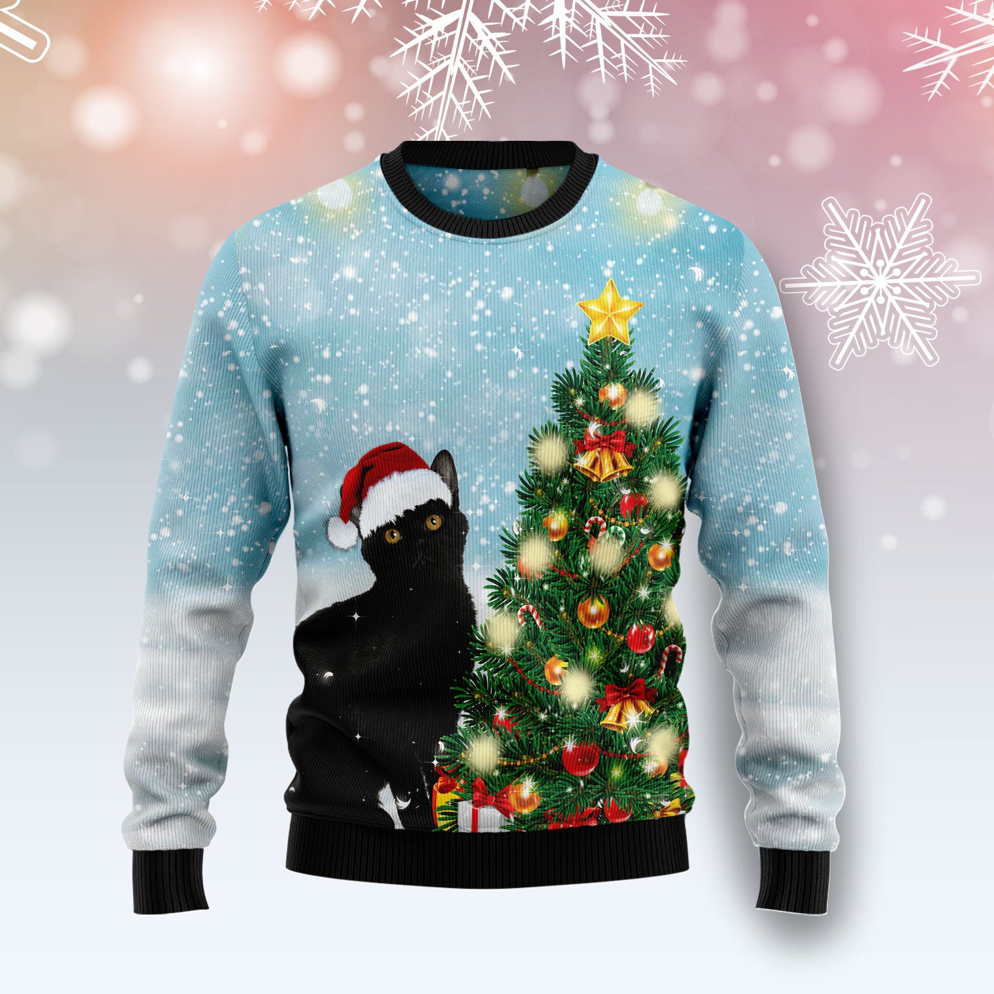 Black Cat Noel Tree G51110 Ugly Christmas Sweater
