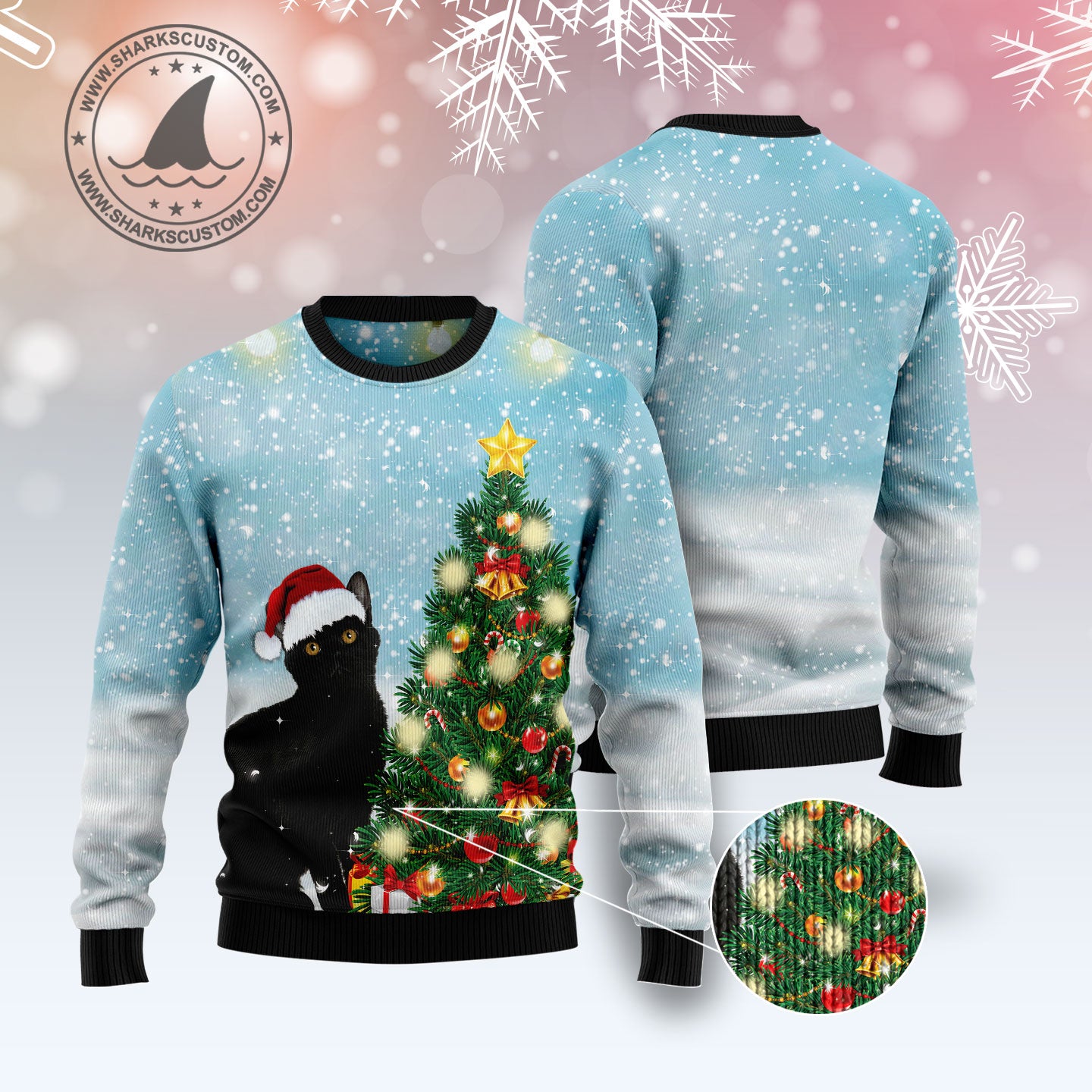 Black Cat Noel Tree G51110 Ugly Christmas Sweater