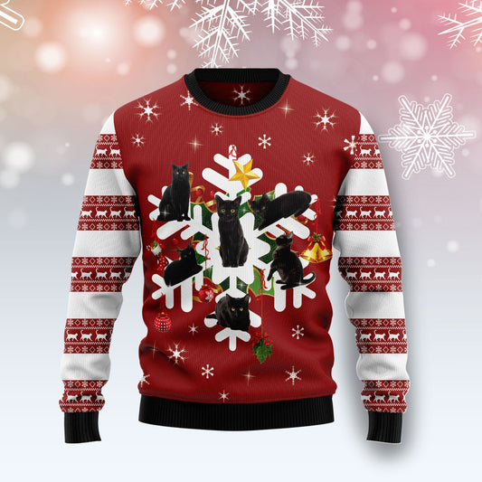 Black Cat Snowflake TG51019 - Ugly Christmas Sweater
