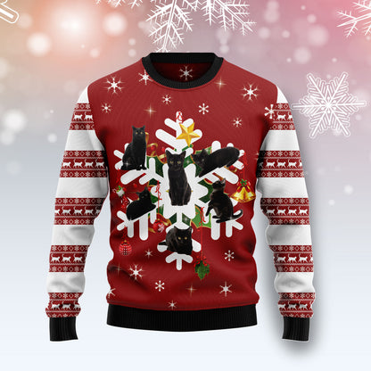 Black Cat Snowflake TG51019 - Ugly Christmas Sweater